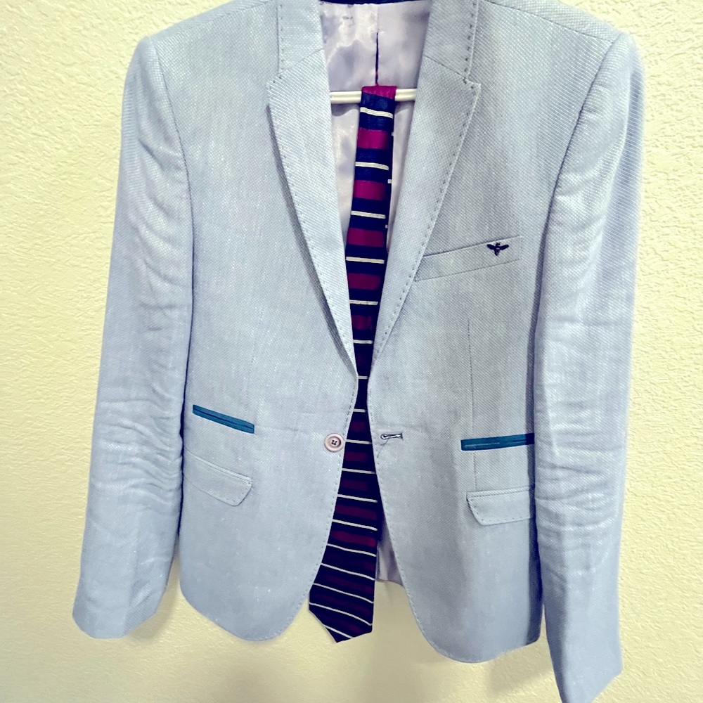 Light blue Alsiva Suit with elbow patches (slim fit) jacket